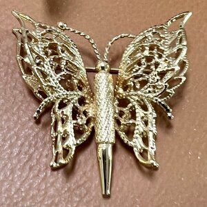 SALE! Beautiful Vintage Gold Tone Monet's Menagerie Series Butterfly Brooch/Pin